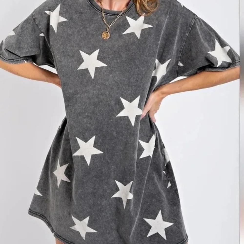 Three Bird Nest Charcoal Star Tee Dress